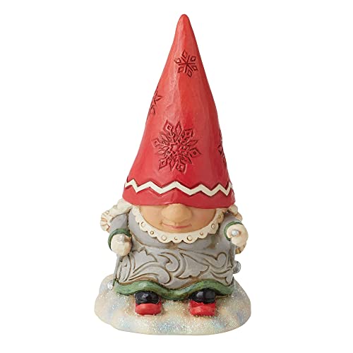 Enesco Jim Shore Heartwood Creek Gnome with Braids Skiing Figurine 4.33 Inch Multicolor