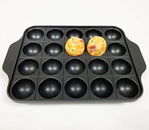 FMC Fuji Merchandise Corp 20 Piece Takoyaki Pan Aluminum Casting Octopus Snack Balls Maker Mold Pan