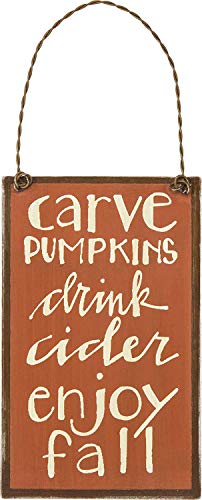 Primitives By Kathy Fall Decor - Small Tin Ornament Sign Carve Pumpkins Cider Enjoy Fall 
