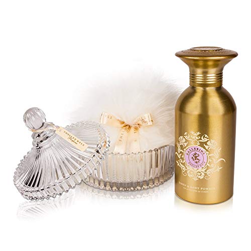 Shelley Kyle Ballerine Body And Linen Powder Talc Free Set With Large Puff And Crystal Dish, 1 Count