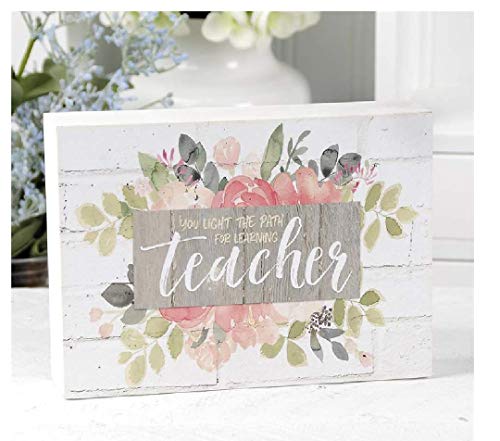 Blossom Bucket 201-39557 You Light The Path Teacher Wall Box, 6-inch Length