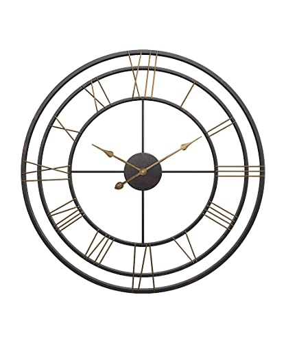 Giftcraft Round Wall Clock, Rustic and Gold