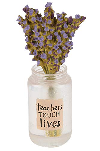 Blossom Bucket Teacher' Mason JAR W/Violets Decoration, Multi-Color