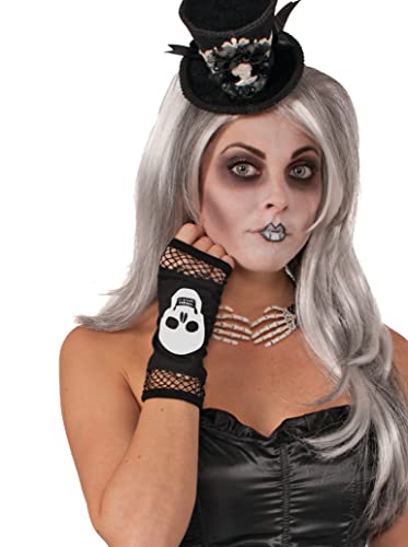 Forum Novelties 73584 Skeleton Fingerless Fishnet Gloves, Standard Size, Multi, Pack of 1, Multicolor