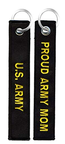 EAGLE CREST Proud Army Mom Black Embroidered Key Chain