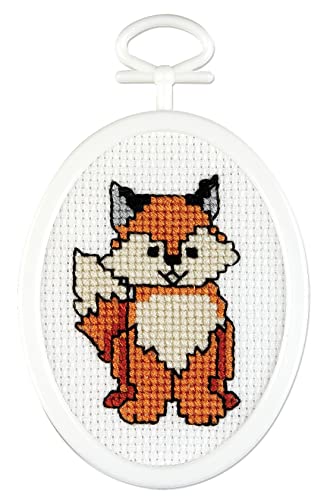 Design Works Crafts Tobin Janlynn Mini Cross Stitch Kit 2.75" Oval-Fox (18 Count)