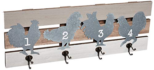 Boston Warehouse Wall-Mounted Rack with Hanging Hooks Rooster