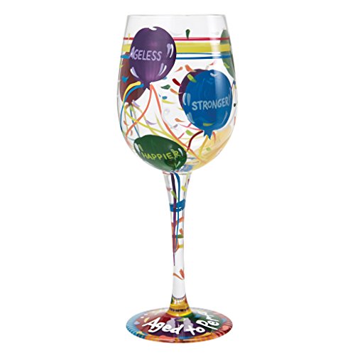 Enesco Lolita Aged to Perfection Birthday Artisan Painted Wine Glass