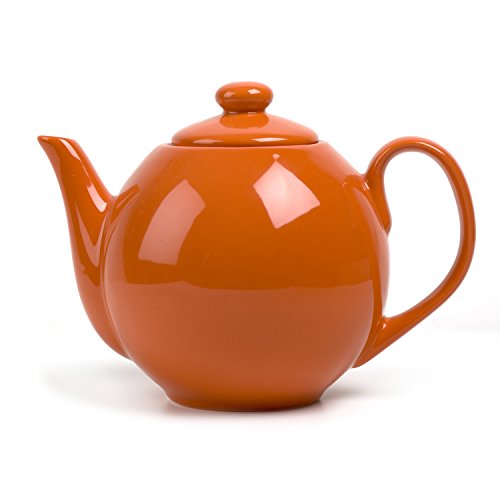 OmniWare Teaz Orange Stoneware Lillkin 40 Ounce Teapot with Stainless Steel Mesh Infuser