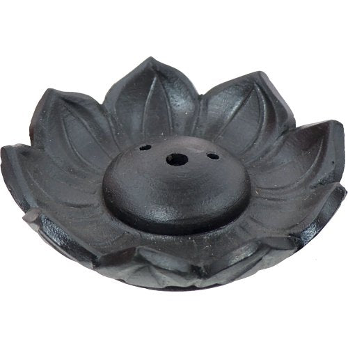 Kheops International The New Age Source Ceramic Incense Holder Lotus Black Each