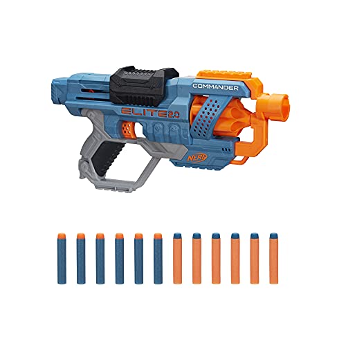 Hasbro Nerf Elite 2.0 Commander RD-6 Blaster, 12 Official Nerf Darts, 6-Dart Rotating Drum, Tactical Rails, Barrel and Stock Attachment Points