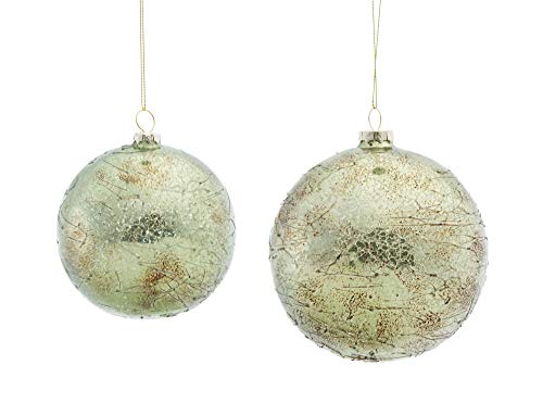 Melrose 76923 Glass Ball Ornament Set of 2, 4.5-inch Height and 5.5-inch Height, Clear