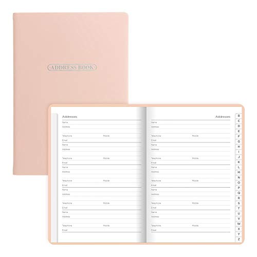 Rediform Letts Pastel A5 Address Book, White Paper, 192 Pages, 8.25 x 5.75 x 0.375 Inches, Peach (B090037)