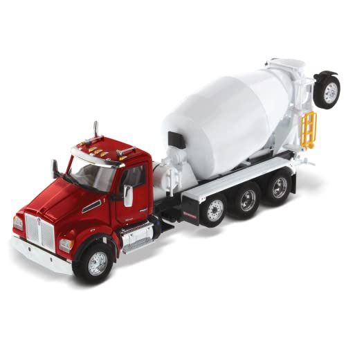 1:50 Kenworth T880 SFFA Tandem with Lift Axle and McNeilus Bridgemaster Mixer - Radiant Red - Diecast Masters - Transport Series - 71062