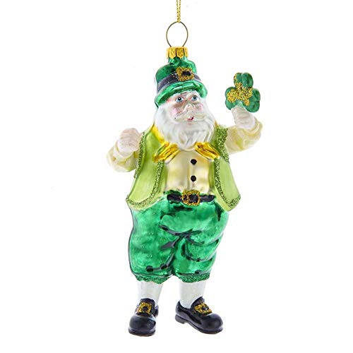 Kurt Adler J9008 Irish Santa Hanging Ornament, 5-inch Tall, Glass