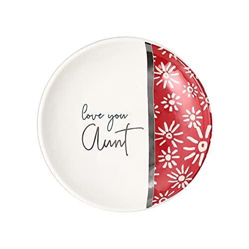 Pavilion Gift Company Keepsake Tray-Love You Aunt Jewelry Dish, 4" Round, Pink