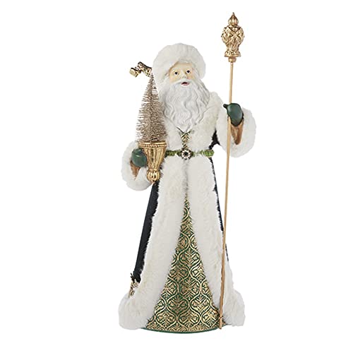 RAZ Imports 2022 Evergreen & Gold 22.25" Santa with Staff