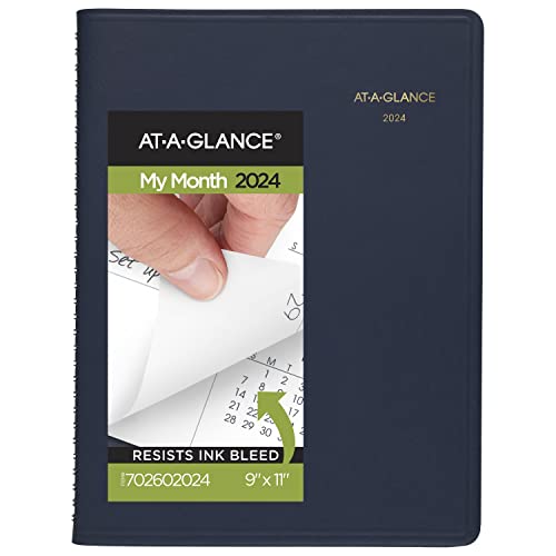 Pens AT-A-GLANCE 2024 Monthly Planner, 9" x 11", Large, Navy (702602024)