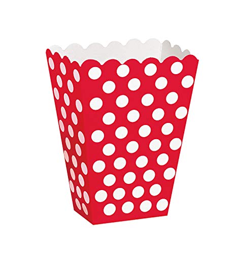 Unique Industries Red Polka Dot Popcorn Treat Boxes, 8ct