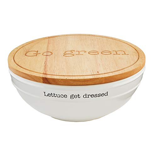 Mud Pie CIRCA SALAD BOWL WITH LID,5" x 11" dia, White