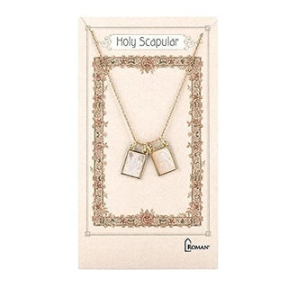 Roman Double Holy Scapular Gold Tone 18 inch Metal and Shell Necklace