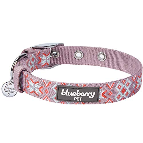 Blueberry Pet 3 Patterns Southwestern Modern Tribal Print Thistle Braided Adjustable Dog Collar with Metal Buckle, Neck 9-12.5", for Small Breed