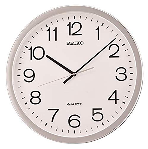 Seiko Classic Numbered Wall Clock with Quiet Sweep, Silver