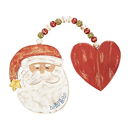 Mud Pie Christmas Double Ornamen, 3.75" x 17", Santa and Heart