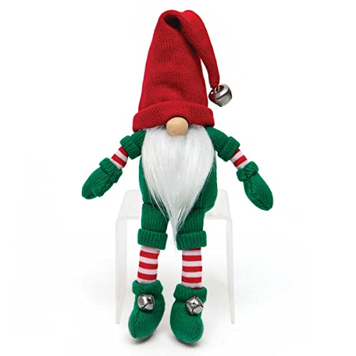 MeraVic ELF Gnome Red/Green with Jingle Bells, White Beard, Arms and Legs Small, 10 Inches - Christmas Decoration