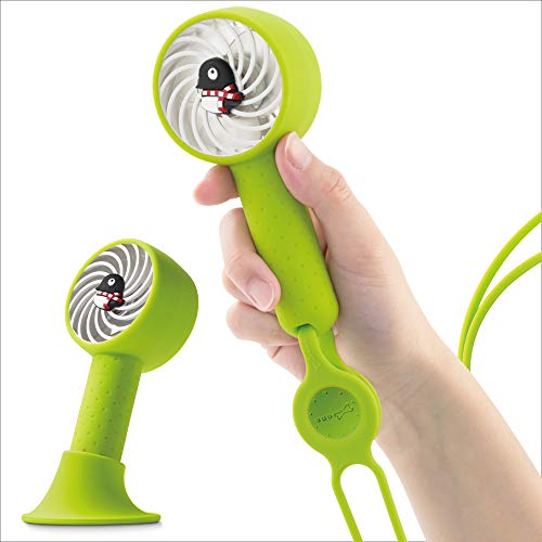 Bone Collection Mini Handheld Fan, Portable Personal Hand Held Cooling Fan with USB Rechargeable Battery, Neck Lanyard, Desk Stand Base (Maru Penguin)