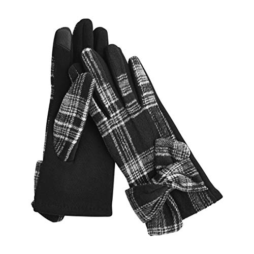 Mud Pie Plaid Knot Glove, One Size, Black