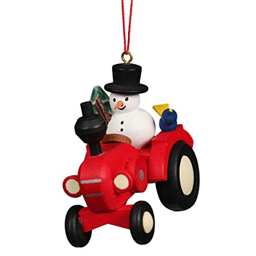Alexander Taron 10-0641 Christian ULBRICHT Ornament - Tractor with Snowman, Red