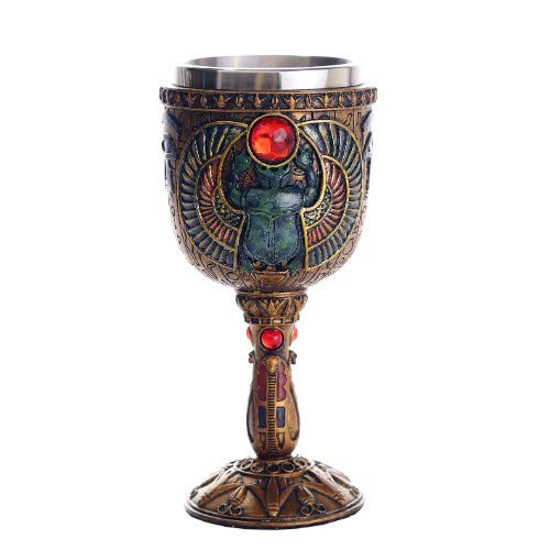 Pacific Trading Giftware Ancient Egyptian Winged Scarab Ceremonial Chalice Cup 7oz Wine Goblet