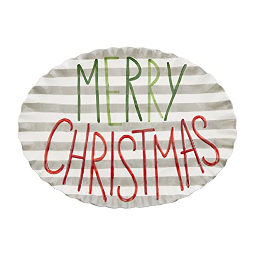 Mud Pie Painted Merry Christmas Platter, 15" X 20", Multicolor