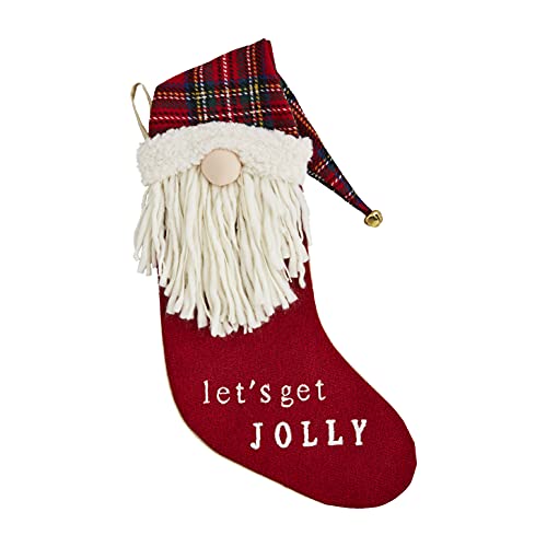 Mud Pie Jolly Holiday Gnome Christmas Stocking, 22.5" x 11.5", 22.5" x 11.5", Cotton