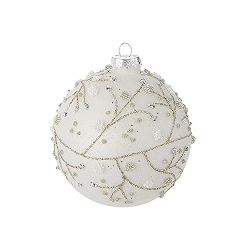 RAZ Glitter Branch Ball Ornament, 4-inch Width