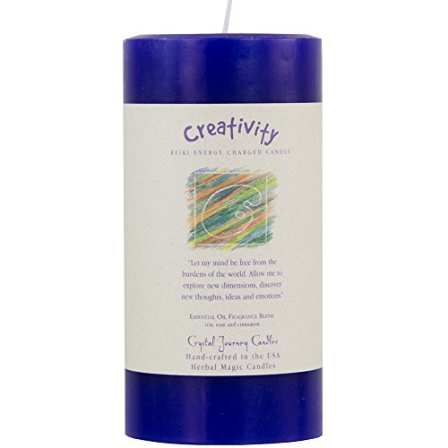 Kheops International 6" X 3" Crystal Journey Herbal Magic Reiki Charged Pillar Candle - Creativity