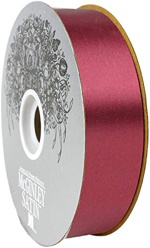 burton + BURTON McGinley Mills 1.3" W Acetate Satin Ribbon, Burgundy Red, 100 Yard Spool