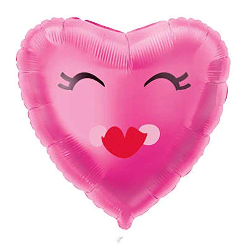 Unique Industries Unique 72609 Smiling Pink Heart Shaped Foil Party Balloon 18" 1 ct.