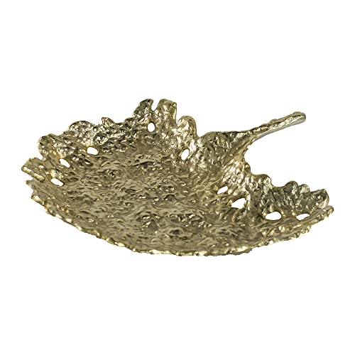 A&B Home Leaf Aluminum Decorative Accessory - 15" x 15" x 2" - Soft Gold
