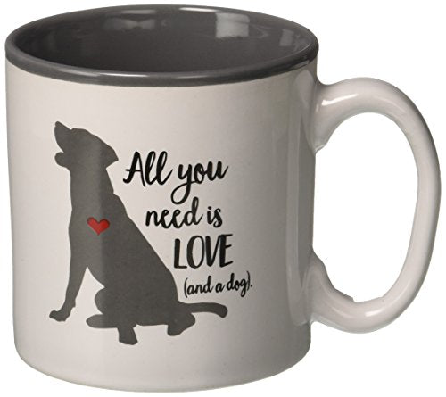 burton + BURTON Mug for Dog Lover, Imprint: All You Need is Love and A Dog, 13 oz Ceramic