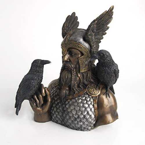 Unicorn Studio Veronese Design Norse God Odin and His Raven Hand Painted Resin Sculpture Statue