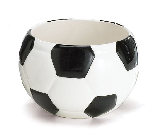 burton + BURTON Decorative Ceramic Soccer Ball Planter/Candy Dish, Black & White, Medium, 3.5" x 3"