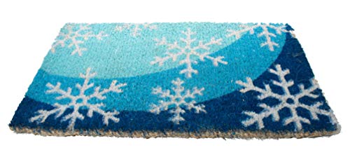 Imports Decor Printed Coir Doormat, Blue Snowflakes, 18-Inch by 30-Inch