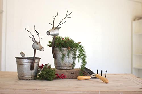 Kalalou SET OF TWO METAL DEER PLANTERS