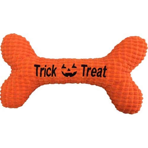 Pet Lou Pet Plush Chewy Bone, Squeaky Bone for Dogs and Cats in Different Size (10 Inch Halloween Bone)