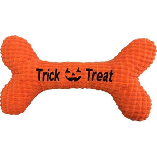Pet Lou Pet Plush Chewy Bone, Squeaky Bone for Dogs and Cats in Different Size (10 Inch Halloween Bone)
