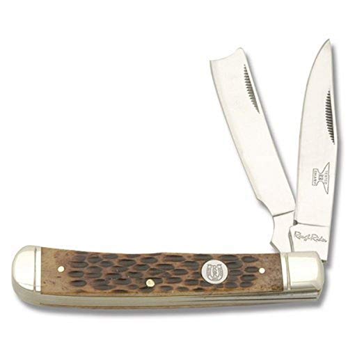 Blue Ridge Knives Rough Ryder RR072 Razor Trapper Amber Bone, Multii, One Size