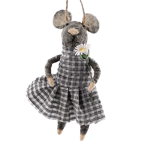 HomArt Girl Mouse Ornament, 4-inch Height, Felt, Grey