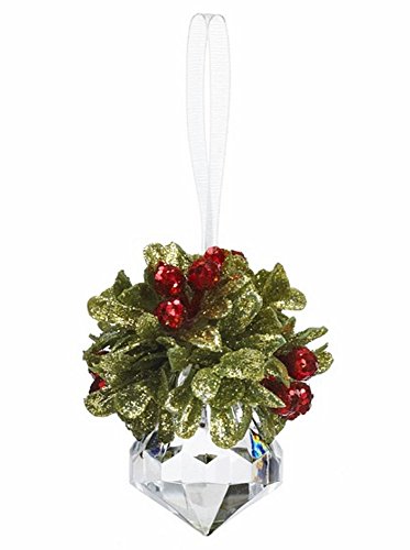 GANZ 2.5 "Kyrstal Kiss Ball Ornament, Teeny Mistletoe Jewel - Wedding Acrylic Kissing Crystal-like KK243
